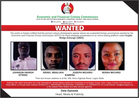 CBEX: EFCC Declares Four Persons Wanted for Fraud